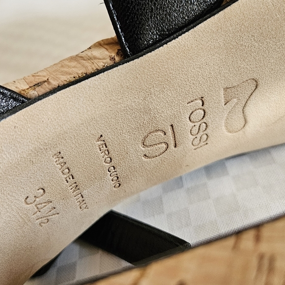 NDS Women's Italy's Si Rossi Black Leather Sandals Pump Heels Size 5 US - Picture 14 of 16